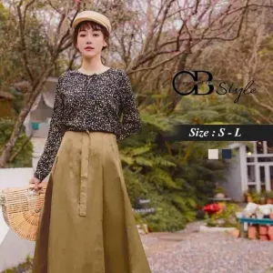 ORANGEBEAR CHIFFON TIED OPEN LONG SLEEVE TOP