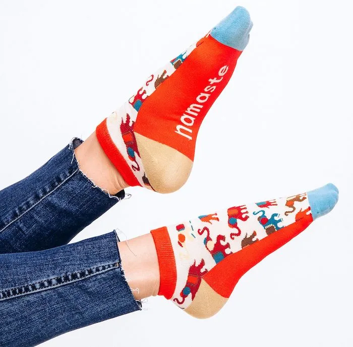Painted Elephants/ Namaste Ankle Socks