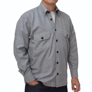 Pale Grey Marl Flannel Men's Overshirt