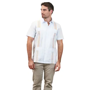 Panama Classic Guayabera - Teal & Orange