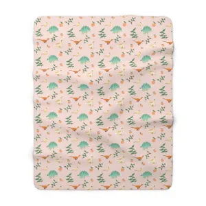 Peach Dinos - Sherpa Fleece Blanket