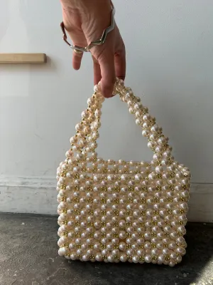 Pearl and Gold Beaded Party Bag
