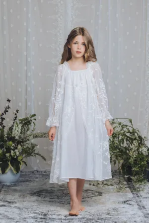 PENELOPE - GIRLS SILK NIGHTDRESS WHITE