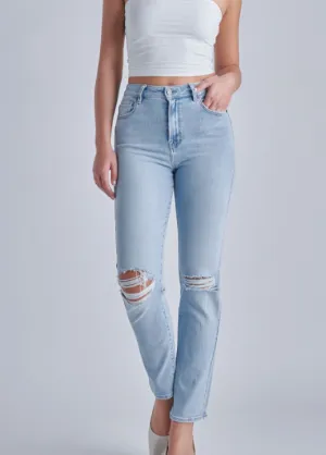 Perfect Day Light Wash Distressed Straight Leg Denim
