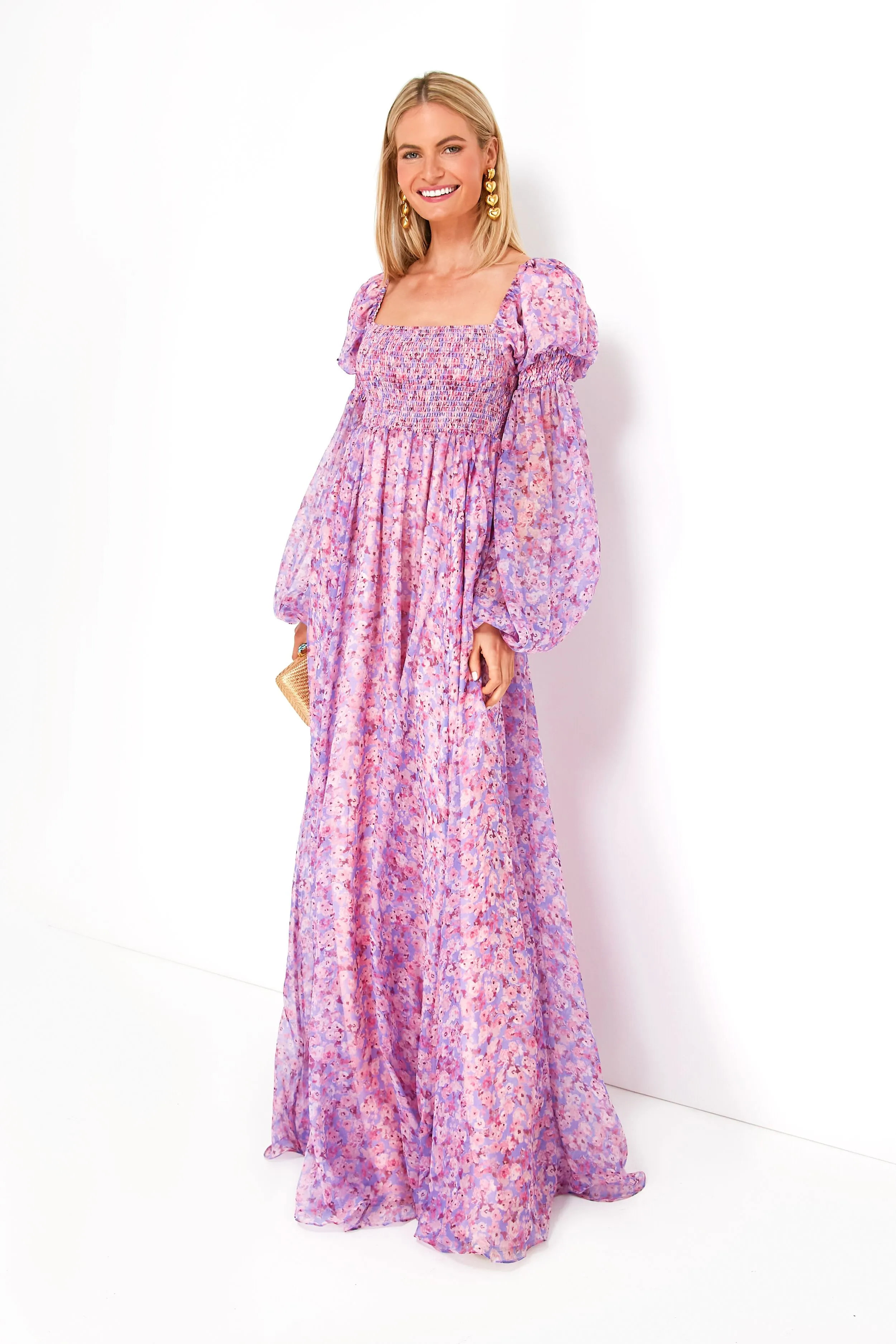Periwinkle Spring Blossom Chiffon Dress