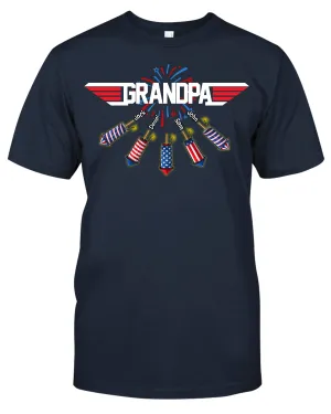 Personalezed Grandpa's Firecrackers Grandkids, Personalized Papa T-shirt, Custom Kids Name Dad Shirt, Gifts For Father's Day