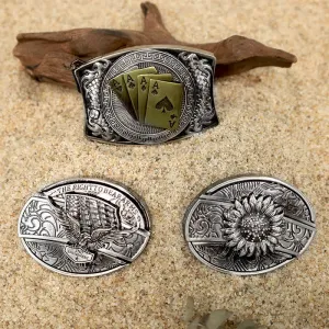 Personality DIY Hidden Folding Knife Leather Belt Buckles Bundle Set