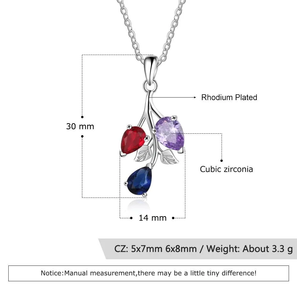 Personalized Copper Necklace And Custom Leaf Pendant With 3 Birthstones Jewelry For Women