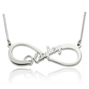 Personalized Name 925 Sterling Silver Customized Infinity Nameplate Necklaces Pendants