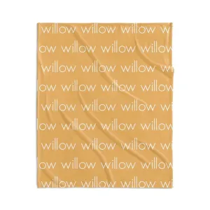 PERSONALIZED NAME BLANKET - LIGHT FONT - MELON