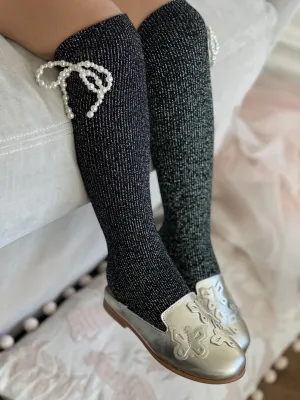 Petite Maison Kids Black 'Perla Shimmer' Socks