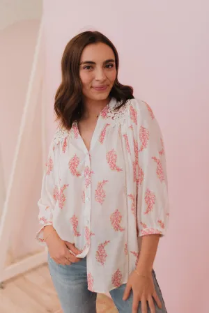 Picking Flowers Ivory Lace Detail Blouse