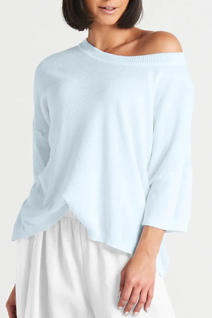 PIMA COTTON KNIT TEE BOATNECK SWEATER - PLANET 165K