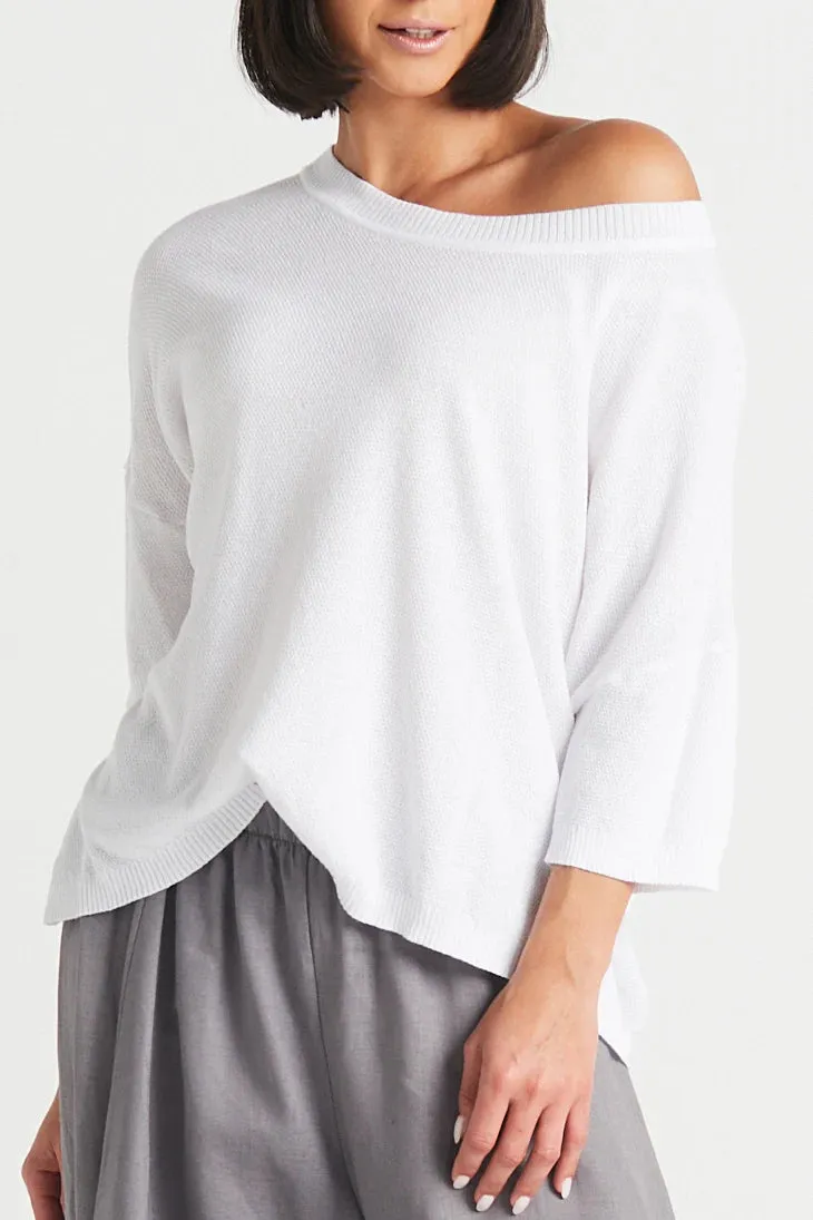 PIMA COTTON KNIT TEE BOATNECK SWEATER - PLANET 165K