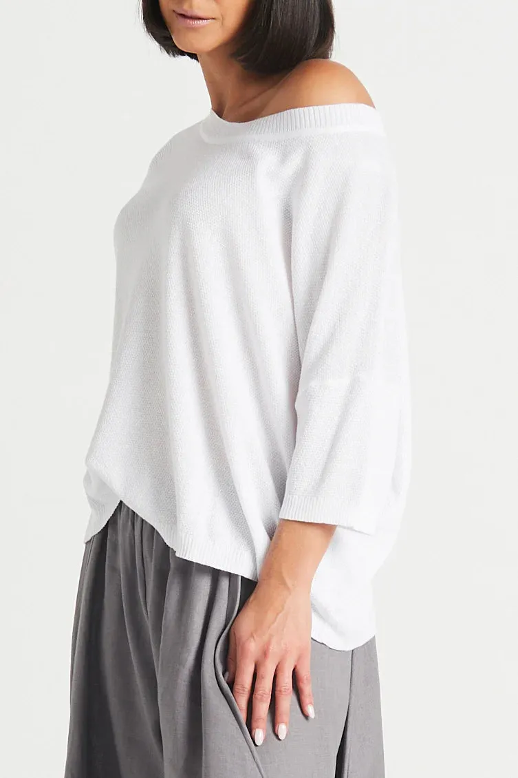 PIMA COTTON KNIT TEE BOATNECK SWEATER - PLANET 165K