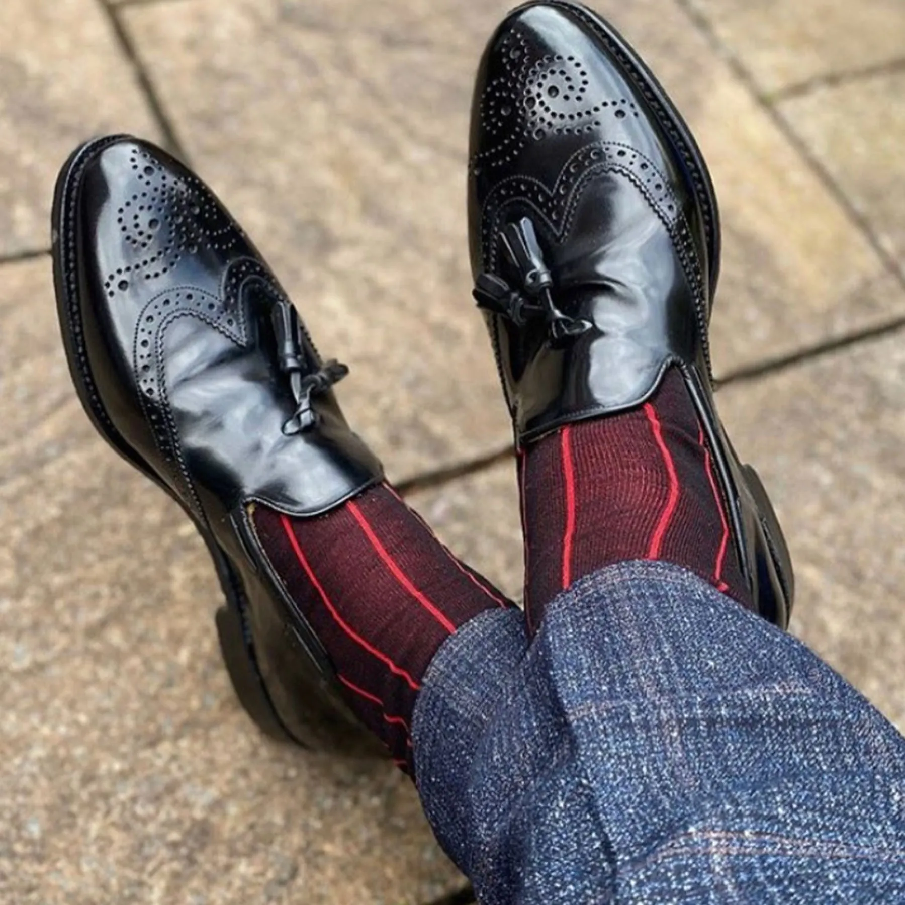 Pin Stripe Men's Socks - Black