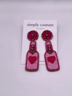 Pink Champagne Beaded Earrings