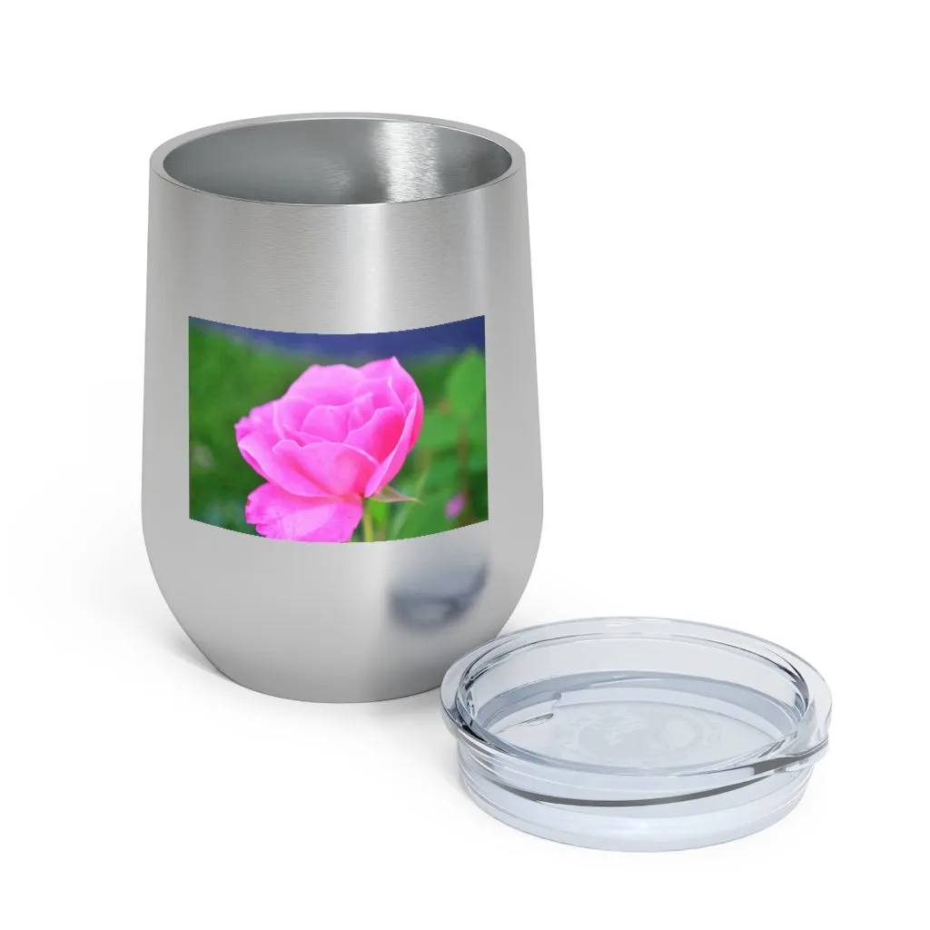 Pink Flower 12oz Insulated Wine Tumbler