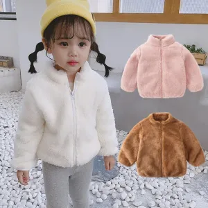 Pink Girls Jackets Autumn Coat Winter Thermal Fleece Jacket for Children 1 2 3 4 5Yrs Kids Coats Warm Korean Outerwear (Copy)