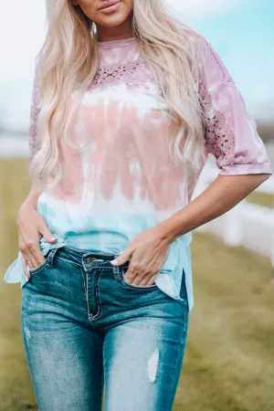 Pink Peach & Blue Tie Dye Tee