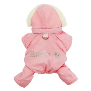 Pink "Ruffin It" Dog Snow Suit