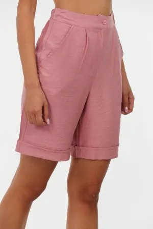 Pink Simple Linen Short