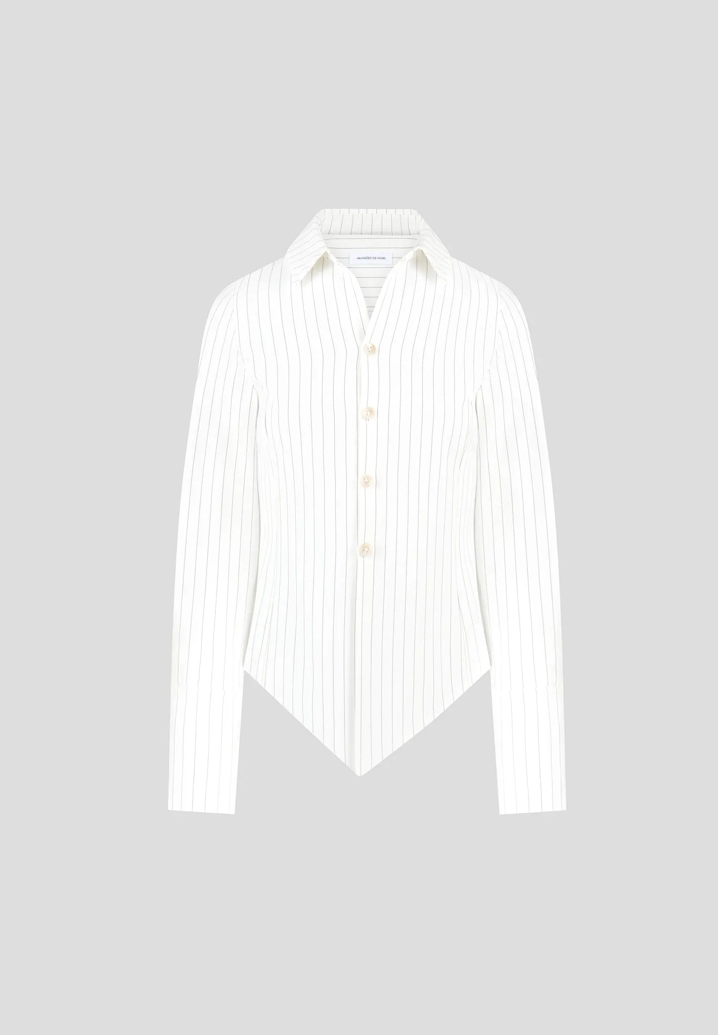 Pinstripe Angled Shirt - White