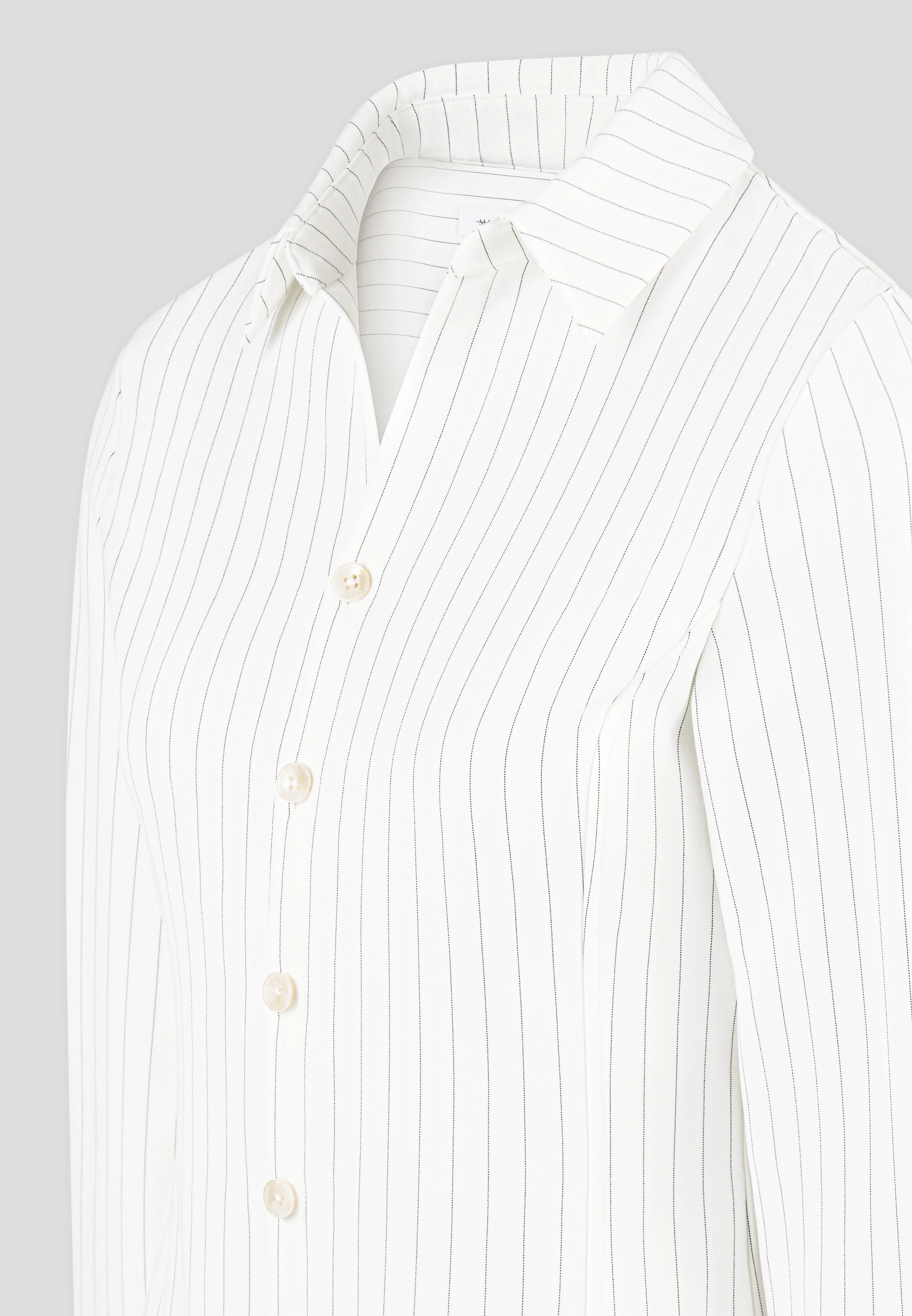 Pinstripe Angled Shirt - White