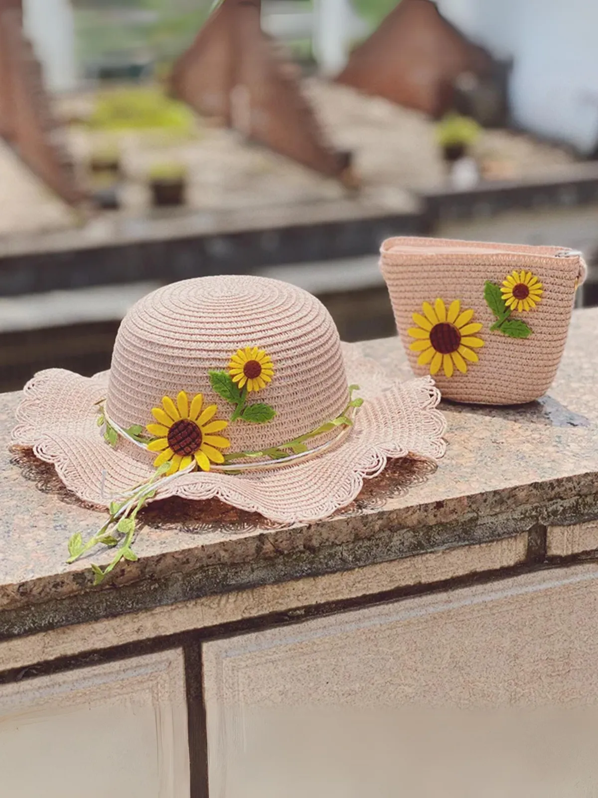 Playful Blooms Sunflower Straw Hat Set