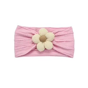 Plush Single Flower Baby Headband in Peony Cream