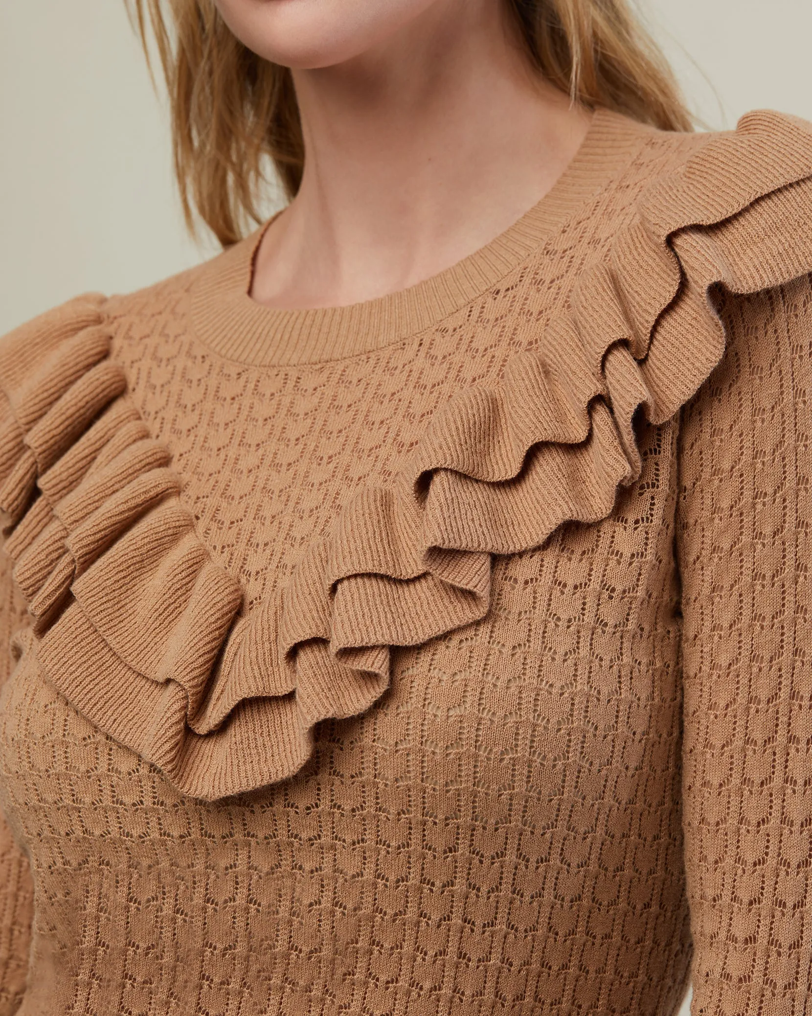 Pointelle Ruffle Sweater