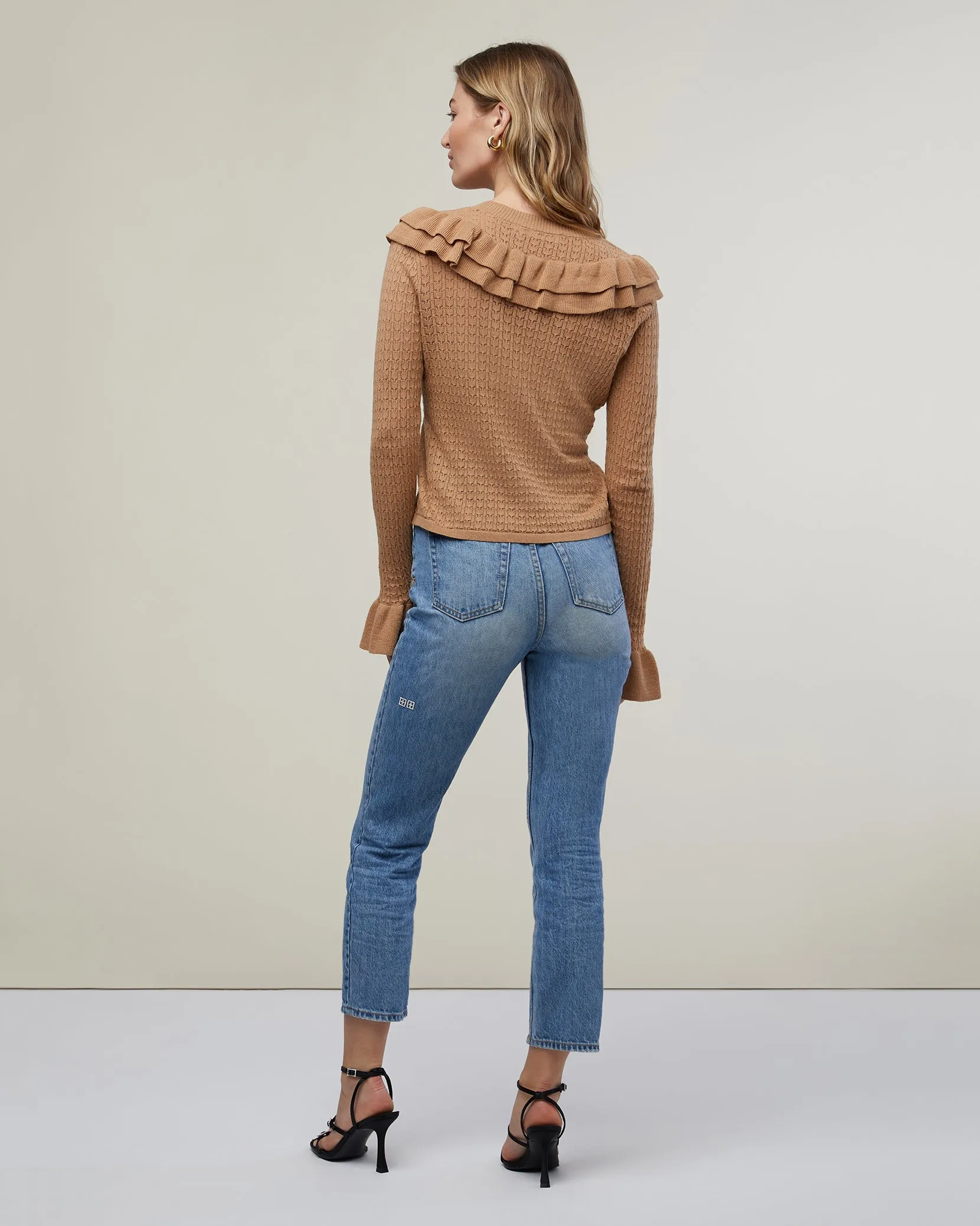 Pointelle Ruffle Sweater