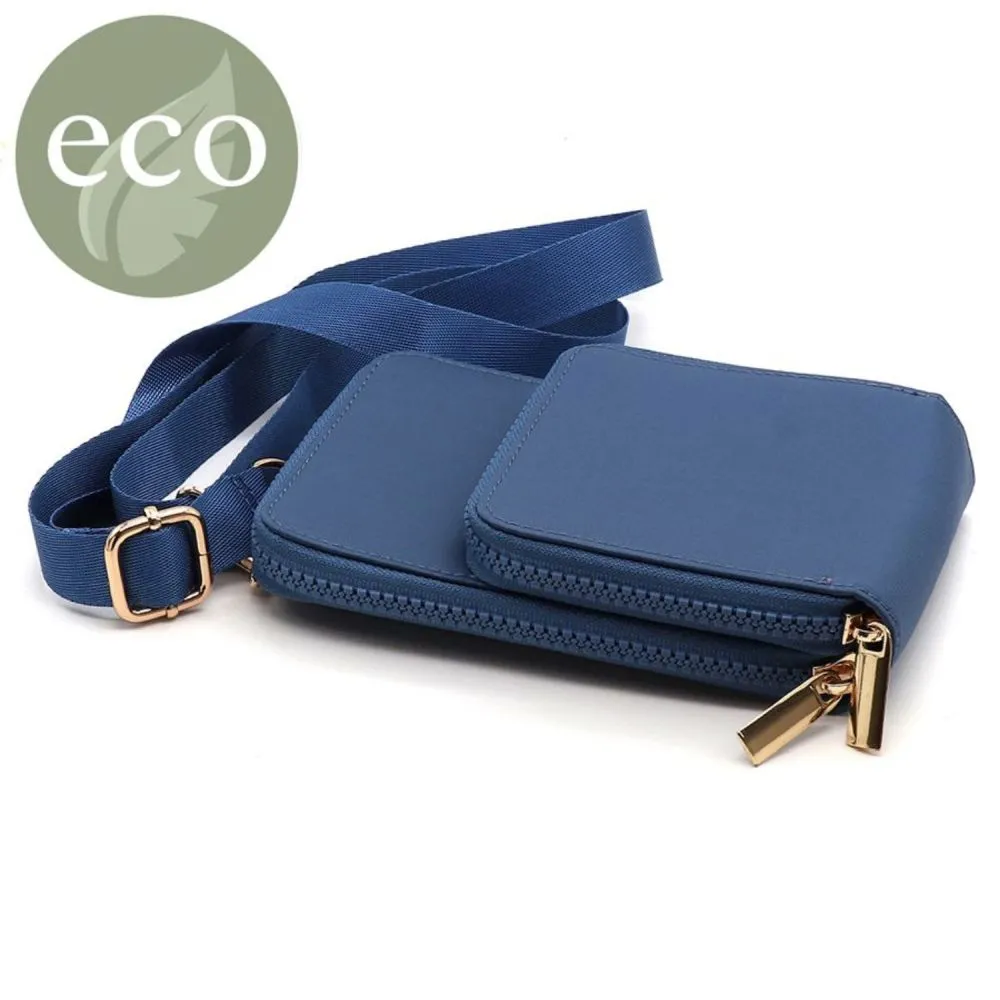POM Recycled nylon denim blue phone bag