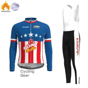 Pony Blue Fleece Retro Cycling Kits