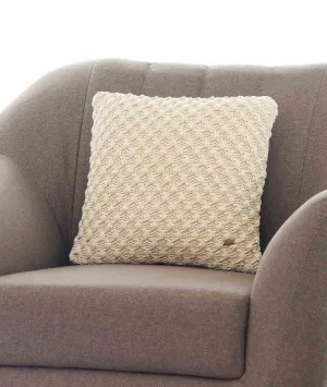 Popcorn Cotton Knitted Decorative Natural Color 16 x 16 Inches Cushion Cover