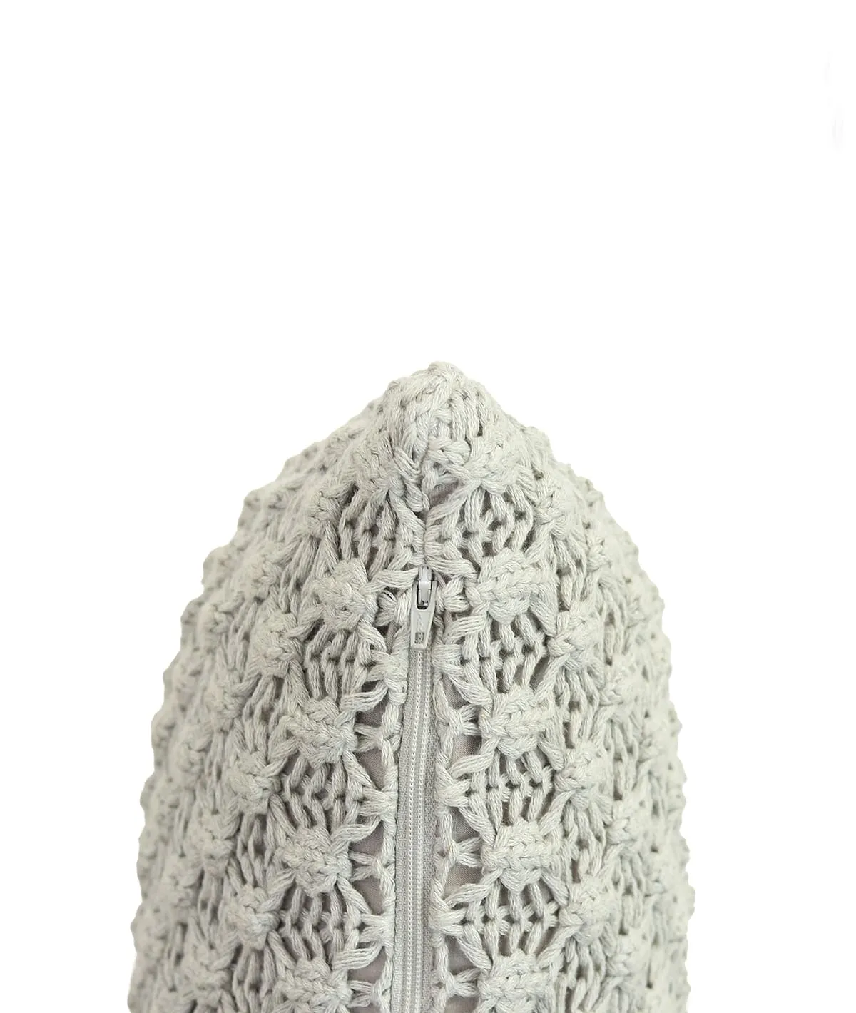 Popcorn Knit Vanilla Grey Melange Cotton Knitted Decorative 12 X 20 Inches Cushion Cover