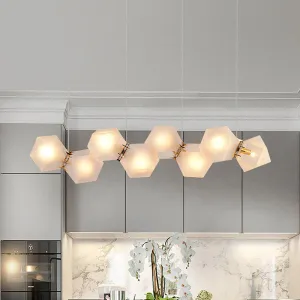 Postmodern Geometric Frosted Glass 6/8/10 Head Gold Hanging Chandelier for a Stylish Lighting Solution