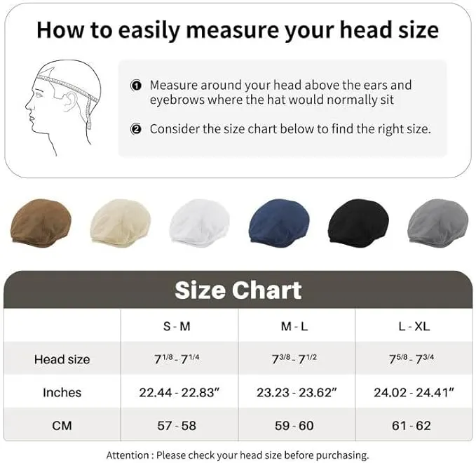 POUDAY Men's Newsboy Cap - A-Cream