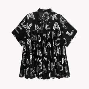 Pre Order:  Alphabet Print Turndown Collar Shirt