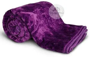PREM HOUSE Velvet Floral Embossed Super Soft Heavy Single Bed Mink Blanket for Winter (Purple, Single Bed (60x85 Inch)