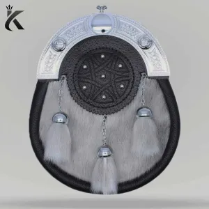 Premium Quality Full Dress Light Grey Seal Skin Kilt Sporran - A Symbol of Strength