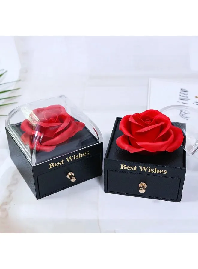 Preserved Red Rose Jewelry Box with Heart Shape Silver Necklace - Included Greeting Card and Bag, Gifts for Mom, Wife, Girlfriend on Valentines Day, Mothers Day