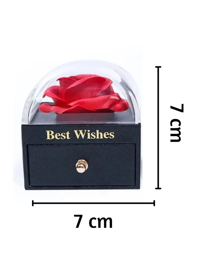 Preserved Red Rose Jewelry Box with Heart Shape Silver Necklace - Included Greeting Card and Bag, Gifts for Mom, Wife, Girlfriend on Valentines Day, Mothers Day
