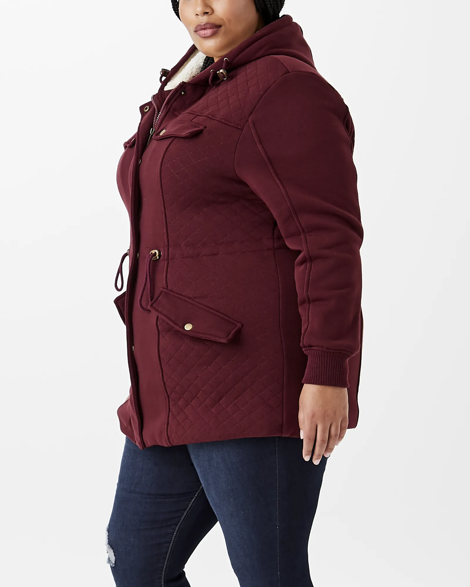 Primrose Quilted Hooded Jacket | Burgundy
