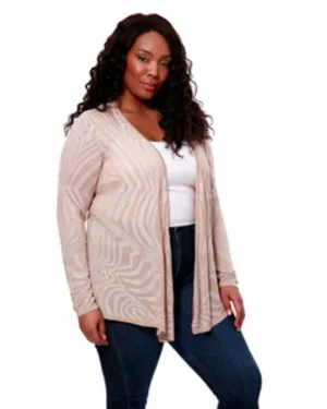 Printed Tie-Front Cardigan | TOASTED COCONUT/WHITE