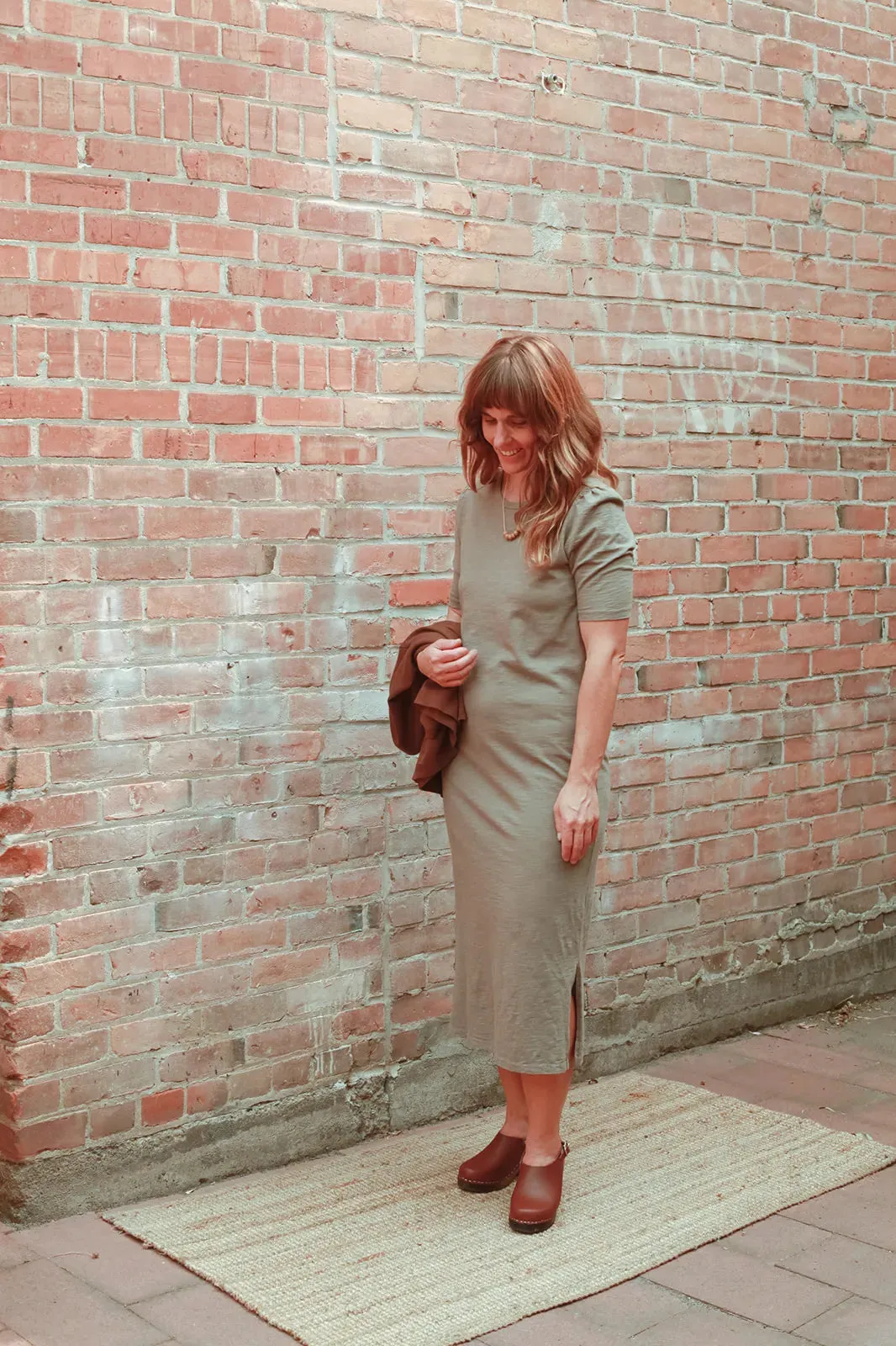 Puff Sleeve Tee Dress in Olive