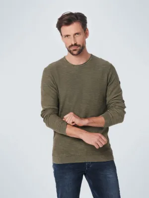 Pullover Crewneck Relief Garment Dyed   Stone Washed | Army
