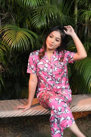 Puppy Print Pink Lounge Wear