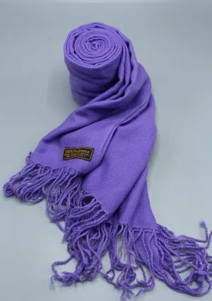 Purple Color Pure Pashmina Stole with Furka