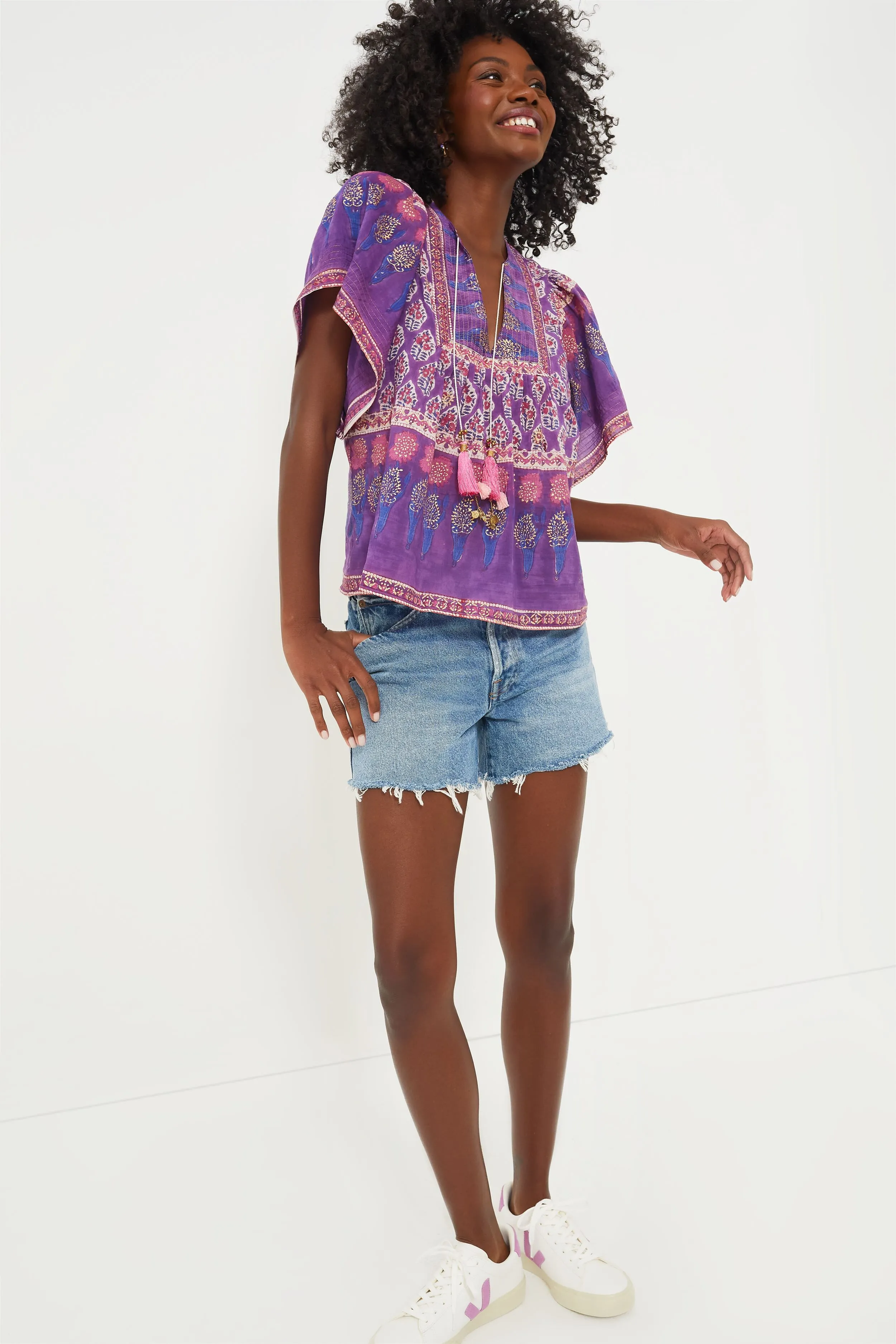 Purple Print Angel Top